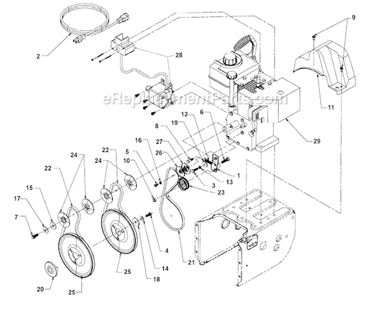 Page A Diagram and Parts List for 31AE663H401 1998 Yard Man Snow Blower